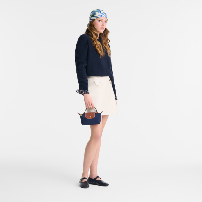 Longchamp Le Pliage Original Pouch with handle - Navy Mini vip time amman jordan bag