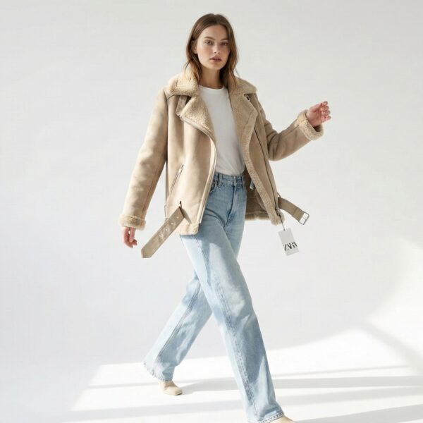 ZARA warm shearling jacket for women fast delivery Jordan