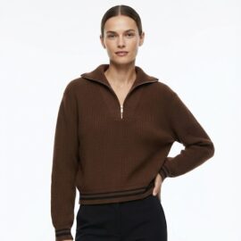 MANGO cozy ribbed sweater half zip fast delivery Jordan