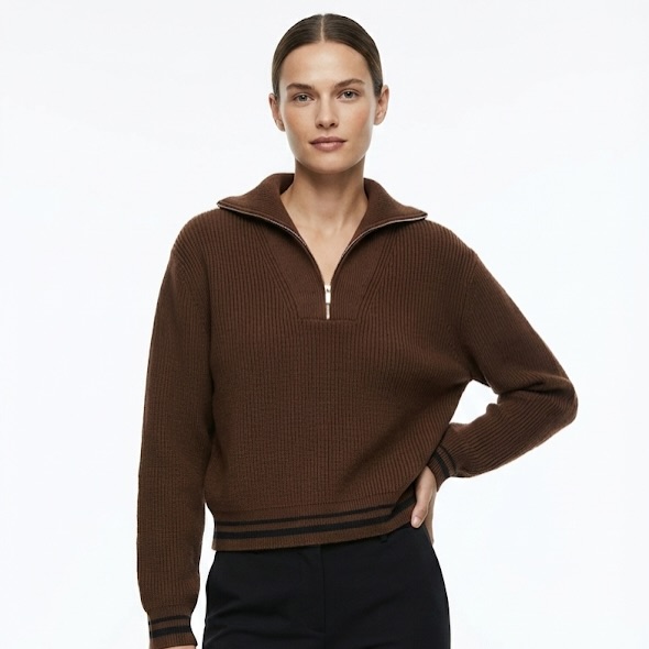 MANGO cozy ribbed sweater half zip fast delivery Jordan