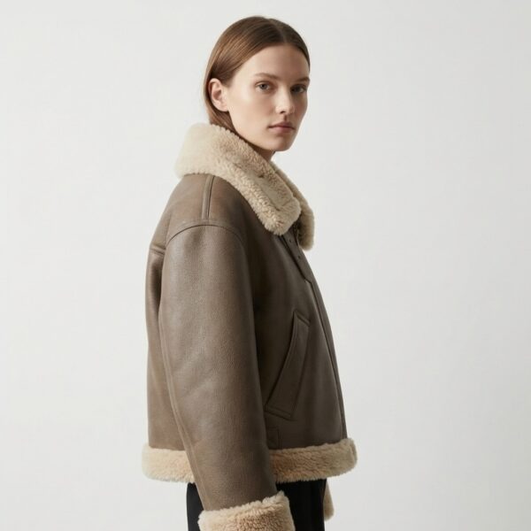Hestovrviio Shearling Aviator Jacket for Women – Faux Leather Winter Jacket in Amman Jordan