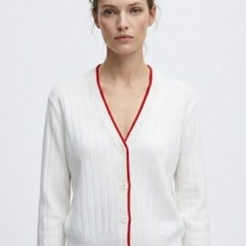 MNG ribbed cardigan cream red trim women Amman Jordan