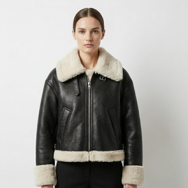 Hestovrviio black aviator jacket with shearling lining – VIP Time Jordan