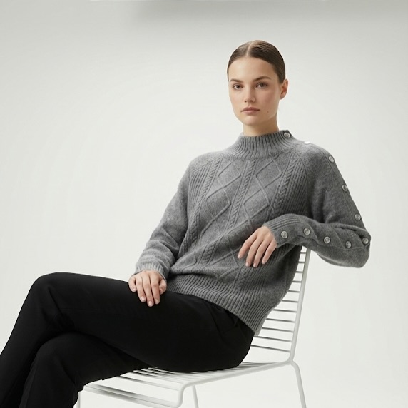 MNG women’s cable knit winter sweater grey – VIP Time Jordan