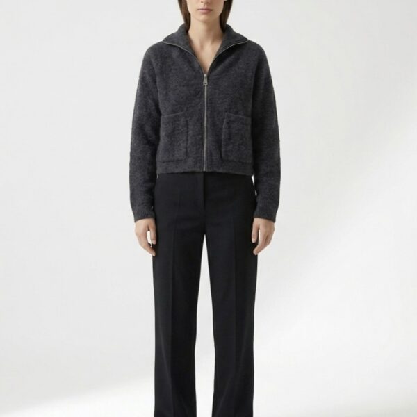 ZARA women’s cropped zip-up sweater fuzzy wool blend – winter fashion in Amman Jordan