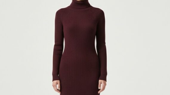 Burgundy knit dress MNG winter fashion VIP Time Jordan