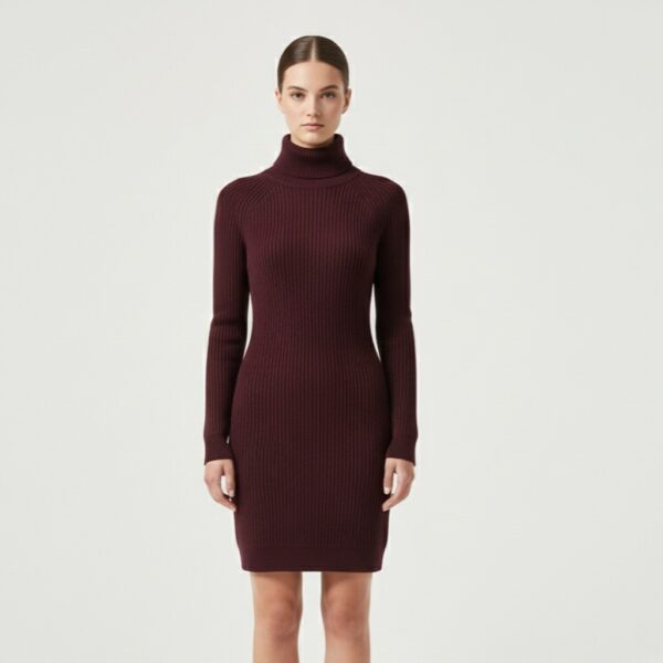 Burgundy knit dress MNG winter fashion VIP Time Jordan