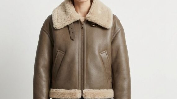 Hestovrviio Shearling Aviator Jacket for Women – Faux Leather Winter Jacket in Amman Jordan
