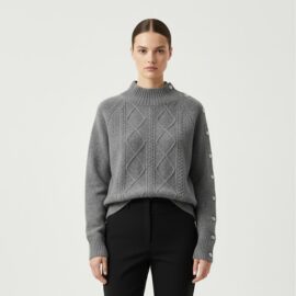 MNG women’s cable knit winter sweater grey – VIP Time Jordan