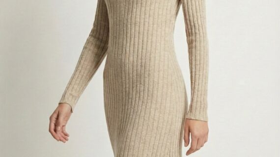 ZARA women winter ribbed knit dress with front slit Jordan
