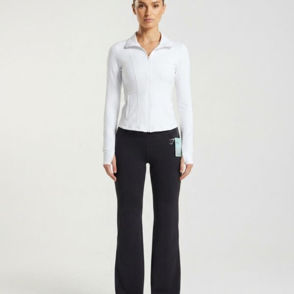 90 degree by reflex jacket in white slim fit with thumbholes